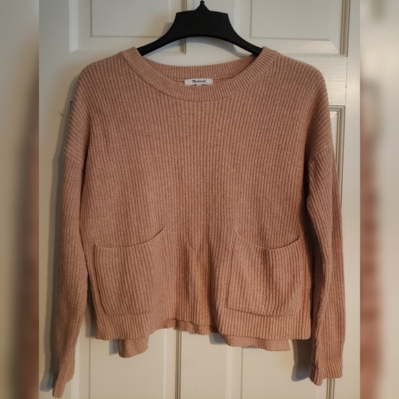 Madewell Heather Rosewater Patch Pocket Pullover Sweater Beige S - Picture 8 of 8